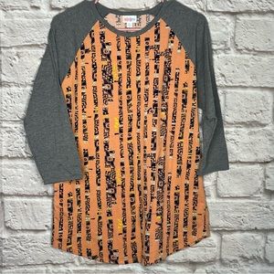 LulaRoe Patterned‎ Orange Gray Top Women's Size XL 3/4 sleeves